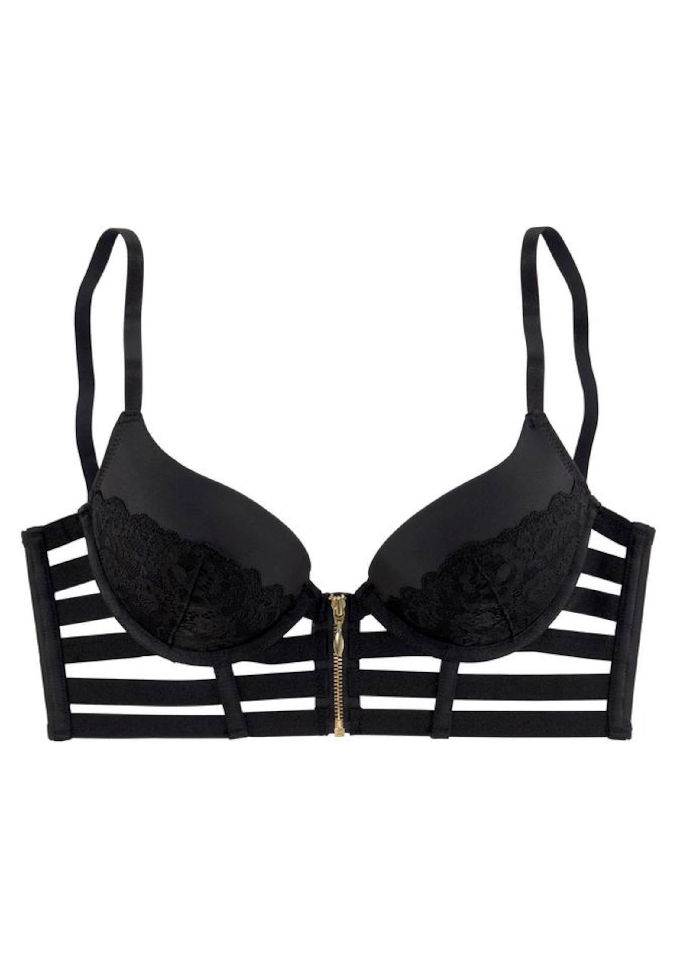 JETTE Push-up Behå i svart: framsida