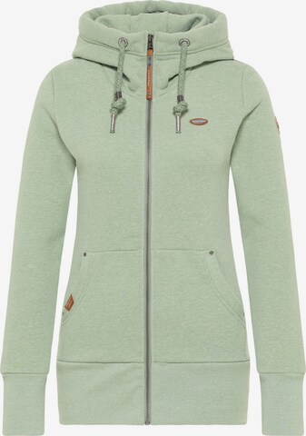 Ragwear Zip-Up Hoodie 'Neska' in Green: front