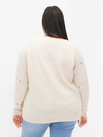 Zizzi Pullover 'DAISY' in Beige