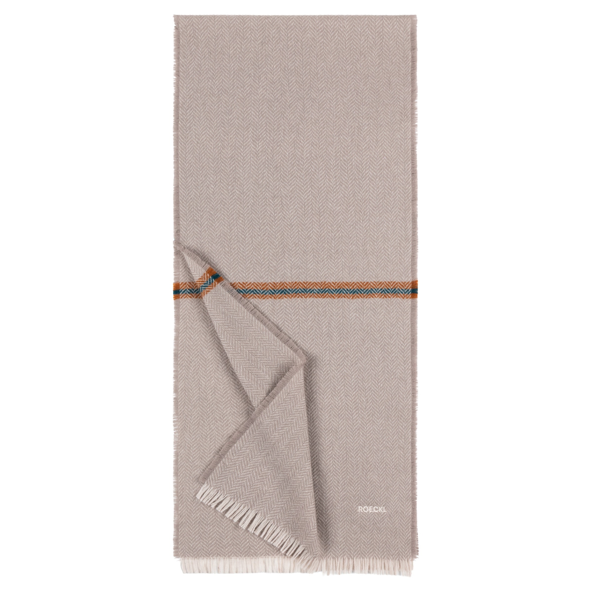 Roeckl Sjaal ' WOVEN HERINGBONE ' in Beige: voorkant