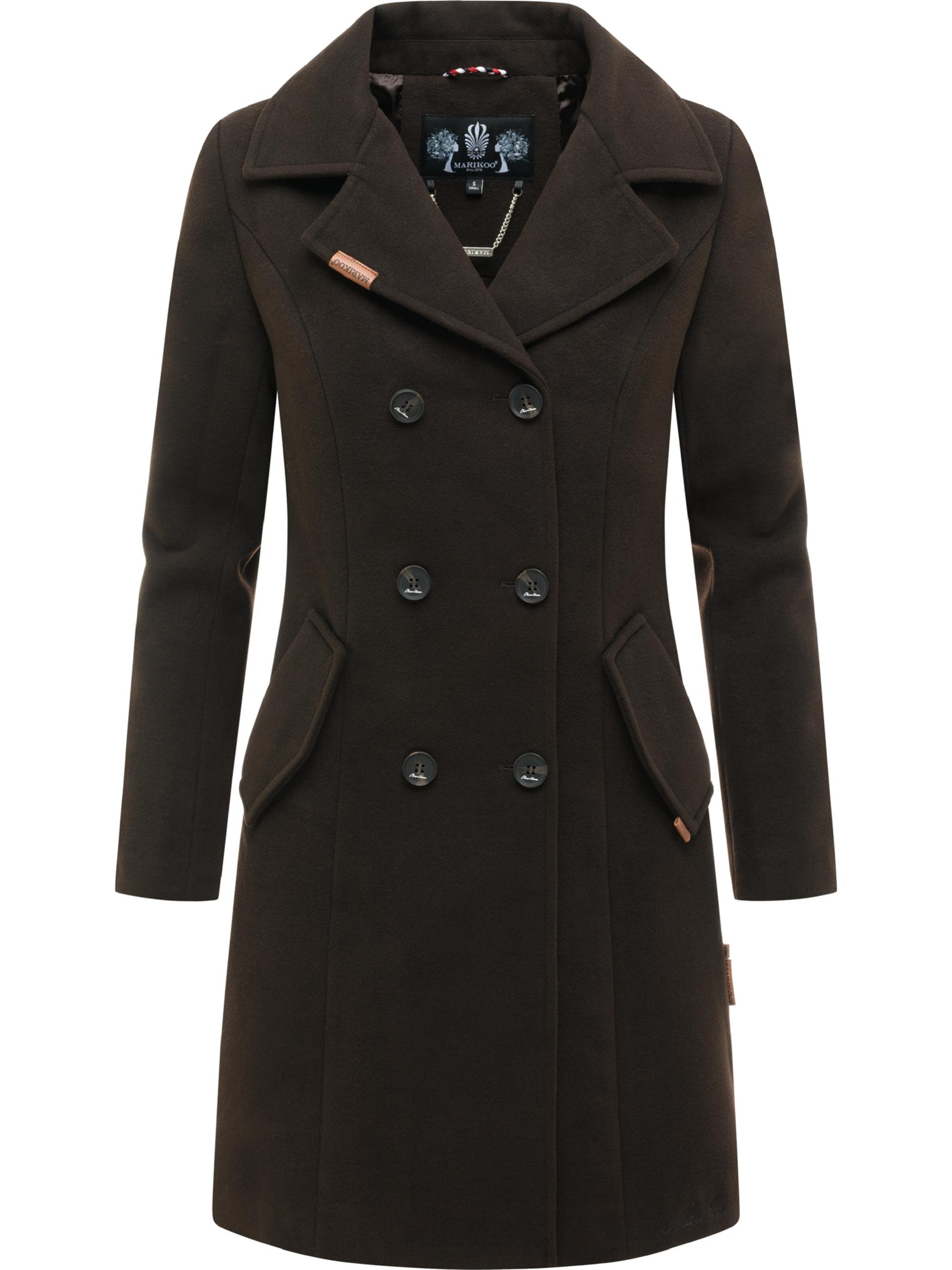 MARIKOO Between-seasons coat in Brown: front