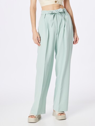 ESPRIT Wide leg Trousers with creases in Green: front