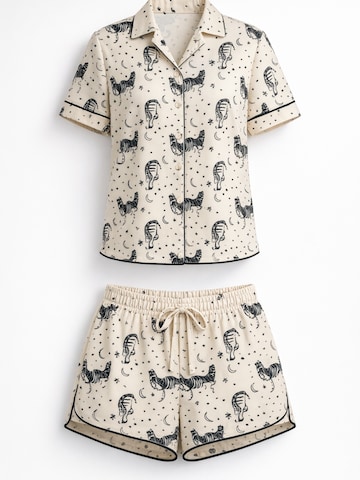 LEAFLETIC - Pijama de pantalón corto 'Leafletic Women’s Printed Night Wear Short Set' en beige: frente