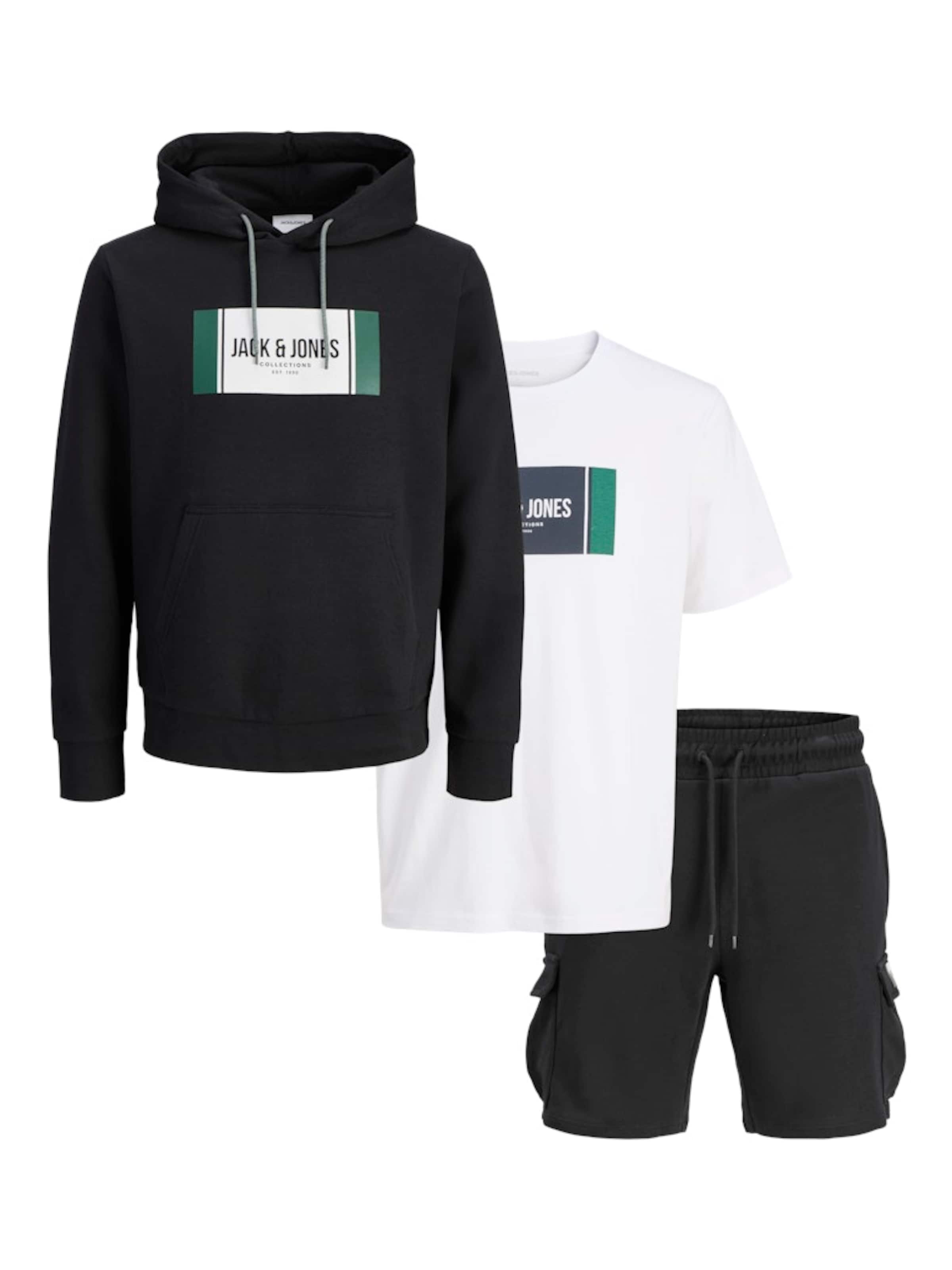 jáde / fekete / fehér JACK & JONES Jogging ruhák 'JJHAYATO', Termék nézet