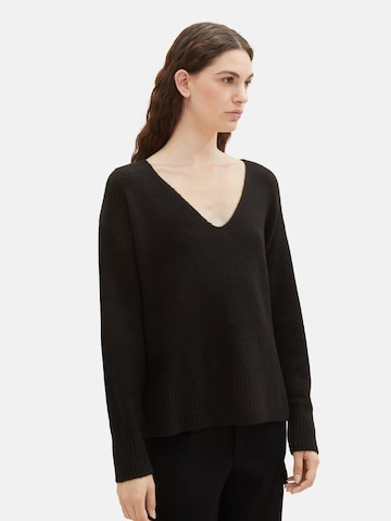 TOM TAILOR Sweater in Black: front