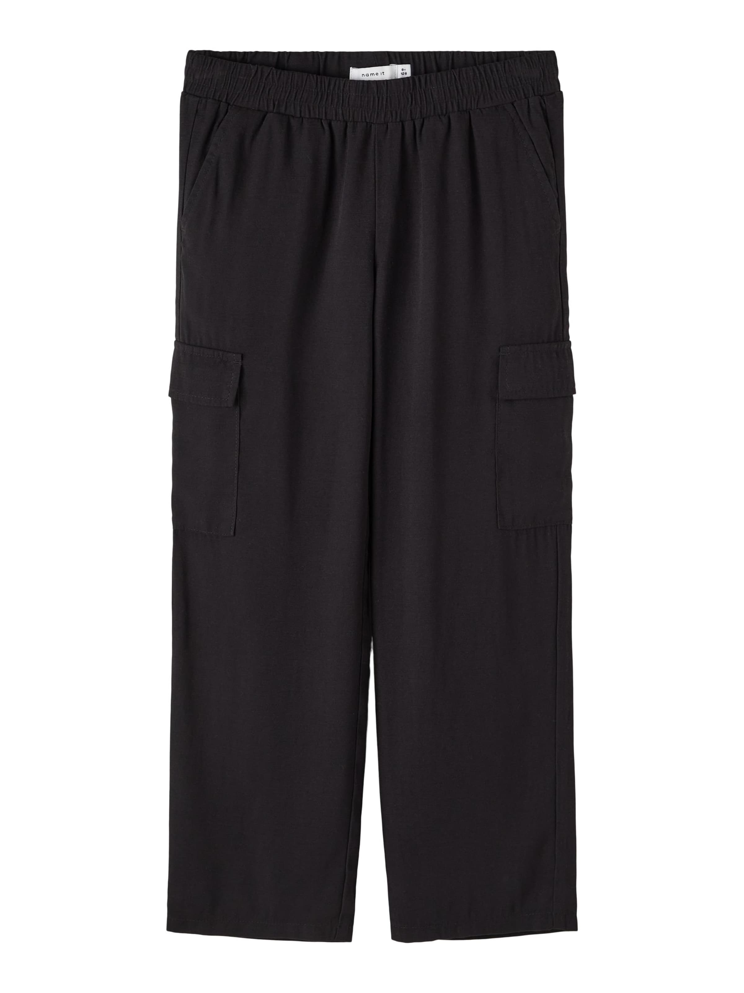 Largi Pantaloni 'Bella' de la NAME IT pe negru: față