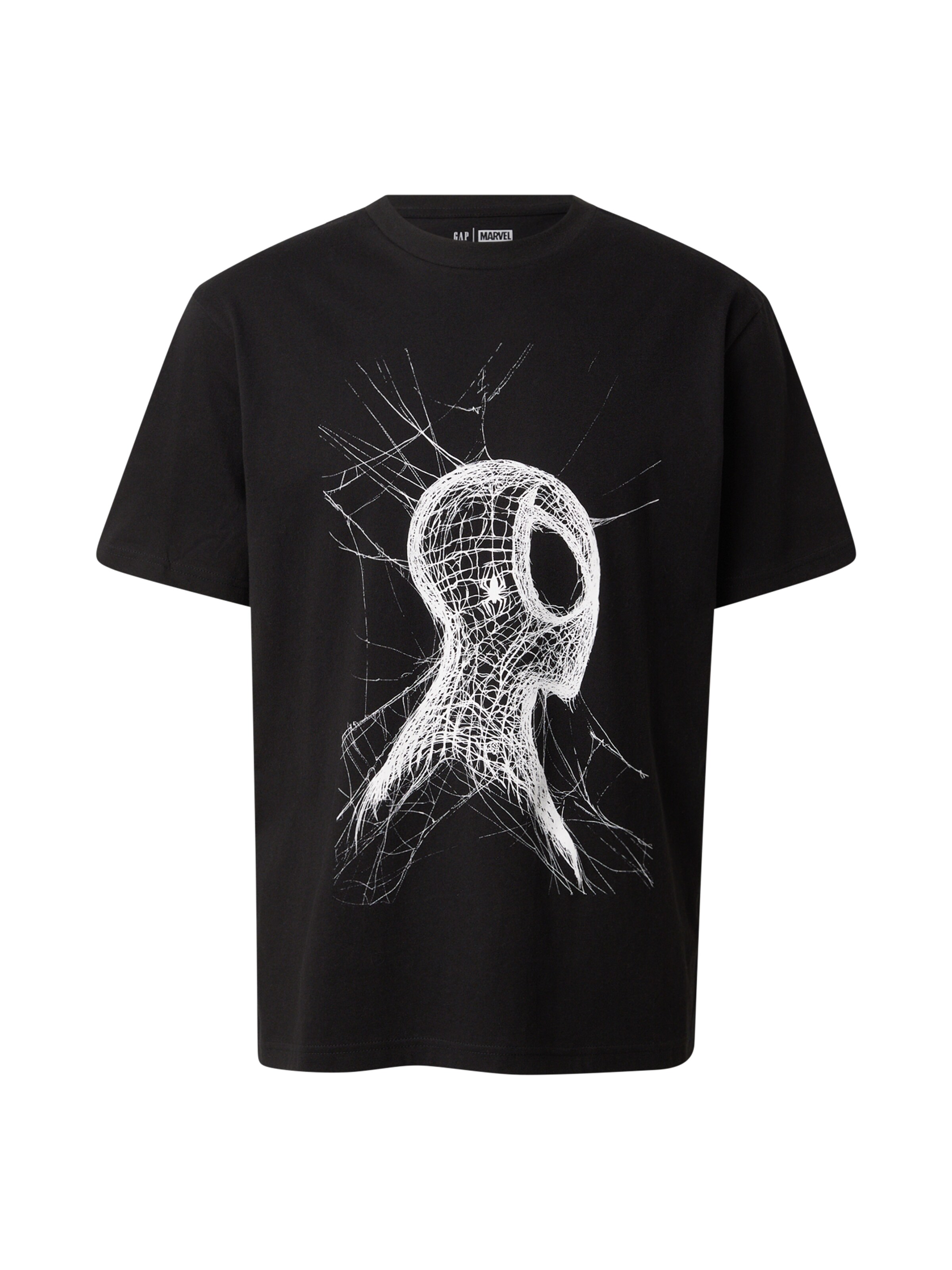 GAP Shirt 'MVL SPIDERMAN' in Zwart: voorkant