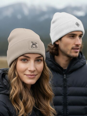 Neverless Beanie 'Teddy Polygon' in Beige