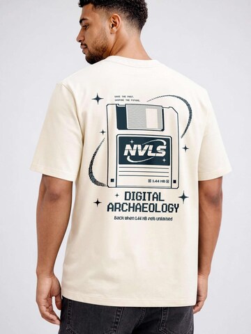 Neverless Shirt 'Digital Archaeology' in Beige