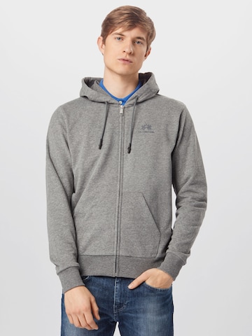 La Martina Zip-Up Hoodie in Grey: front