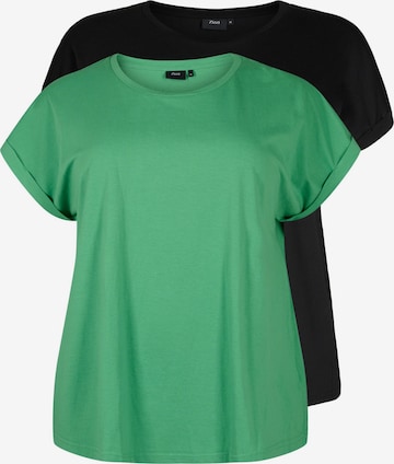 Zizzi Shirt 'KATJA' in Groen: voorkant