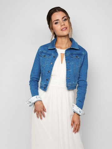 ANNIS WIESBADEN EST. 2021 Übergangsjacke 'Premium Jeansjacke, Brautjacke mit Spitze & Bestickung – Made in Europe – Regular & Plus Size'‌‌ in Blau: Vorderseite