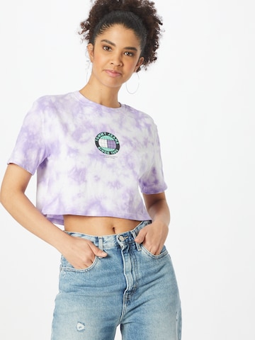 T-shirt Tommy Jeans en violet : devant