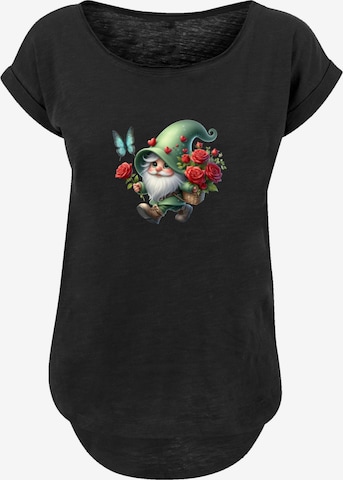 T-shirt 'Gnom Frühling Blumen Schmetterling' F4NT4STIC en noir : devant