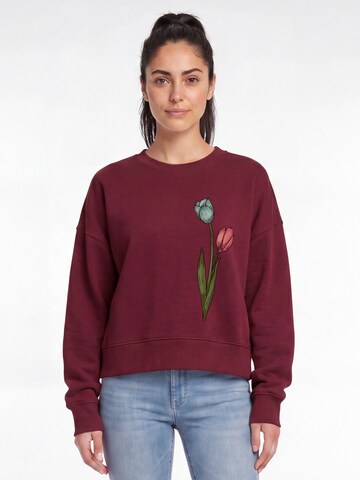 Sweat-shirt 'Blume In Wasserfarbe 05' Watapparel en rouge : devant