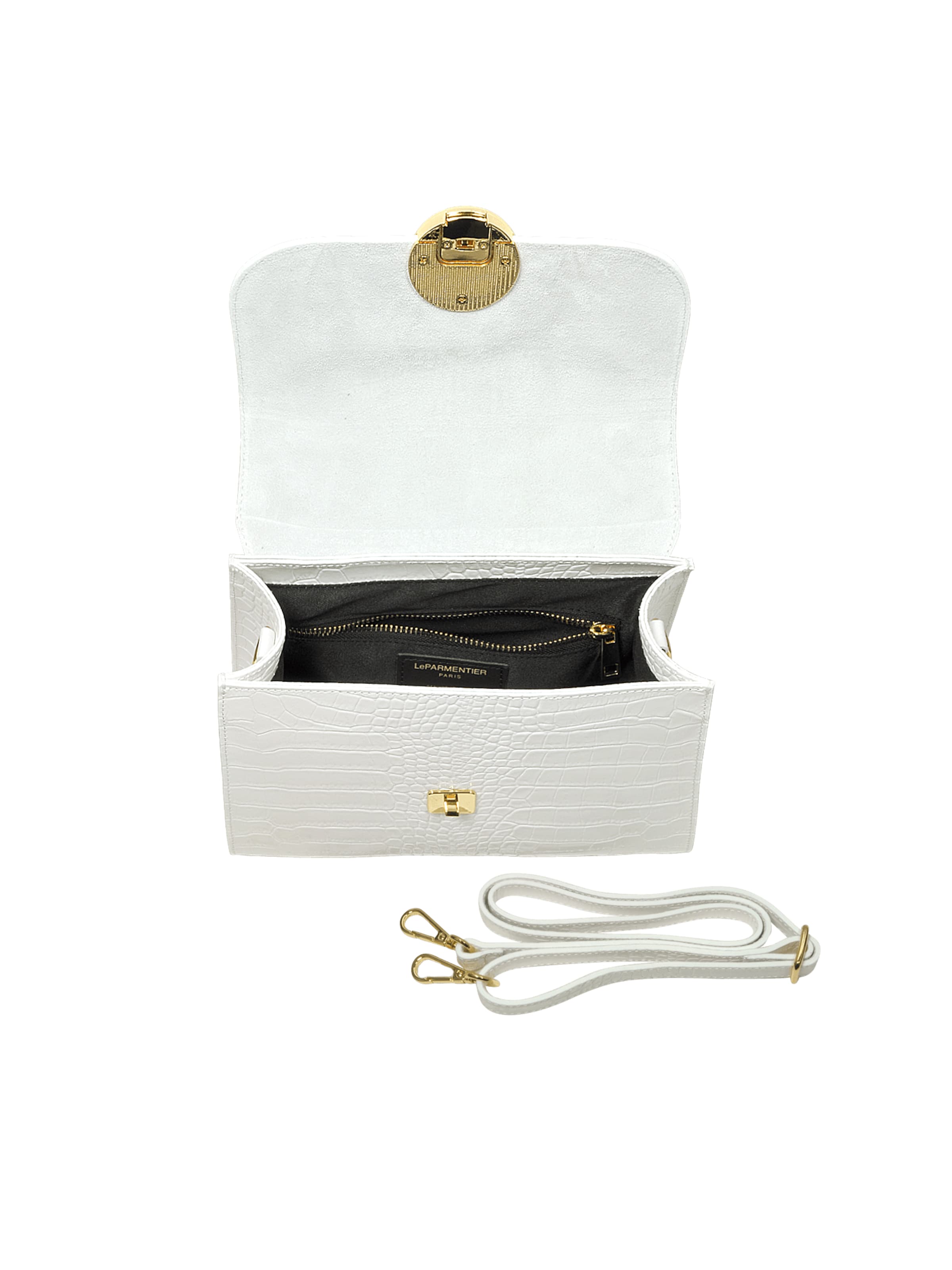 LeParmentier Handtas 'Bombo Croco' in Wit