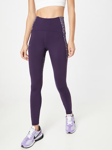 UNDER ARMOUR Skinny Workout Pants 'RUSH' in Purple: front