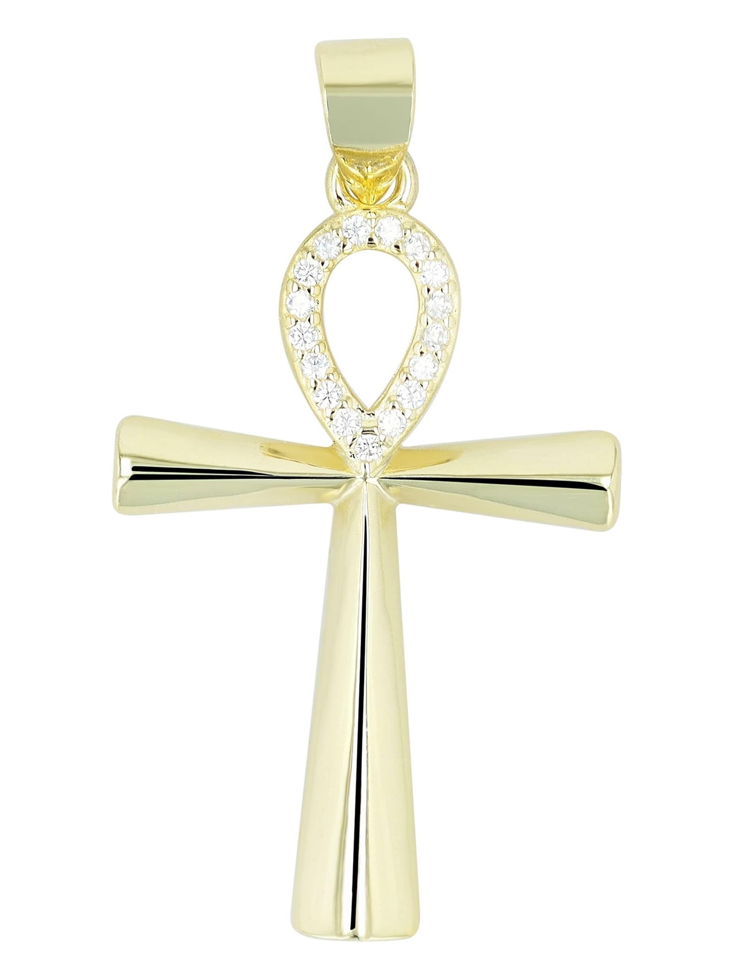 Akzent Pendant '"Ankh" aus 925 Sterlingsilber, rhodiniert, langlebig' in Gold