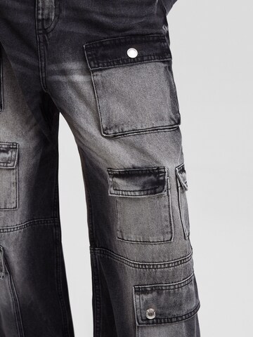 Bershka Wide leg Cargo jeans in Black