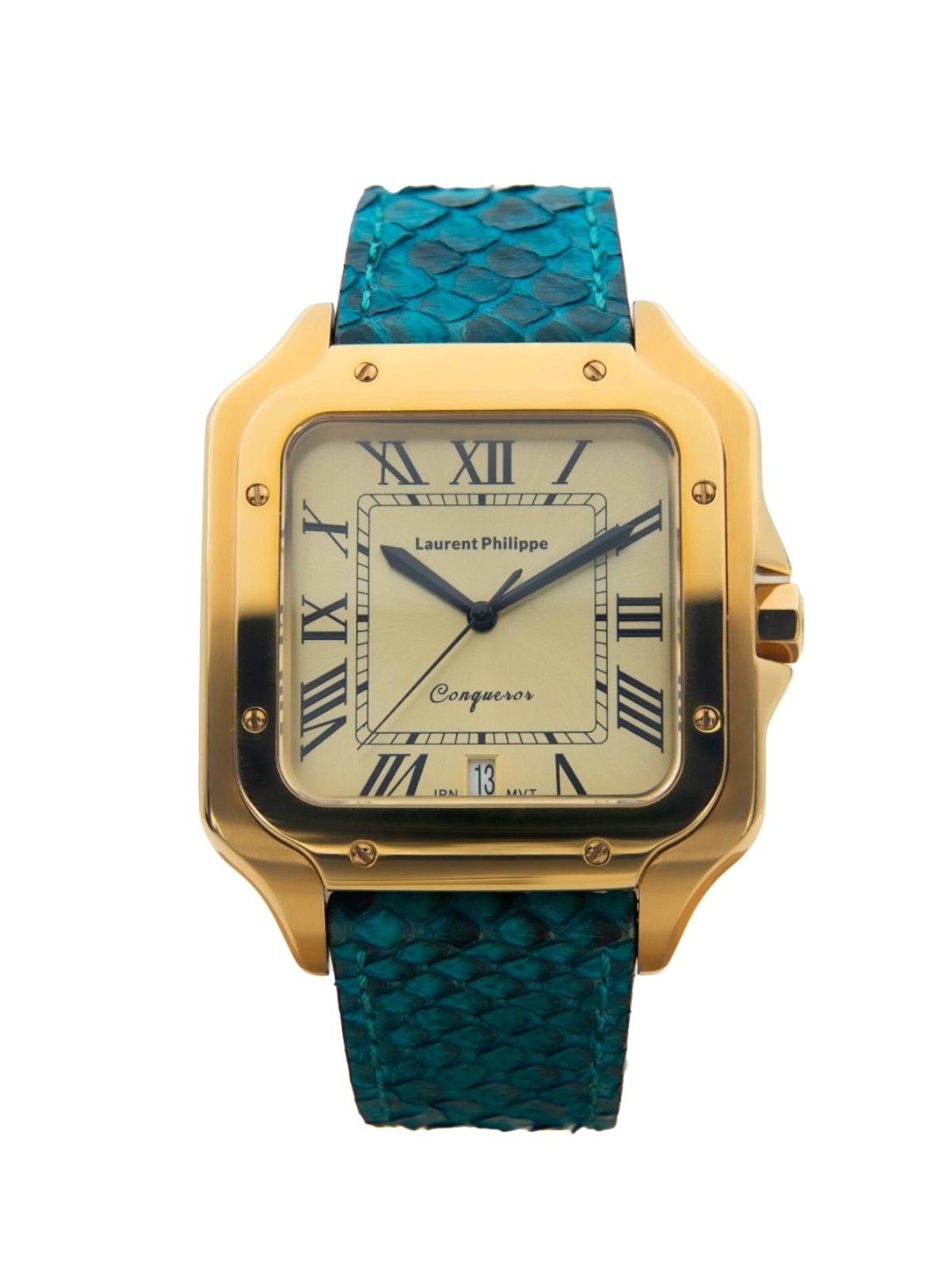 Laurent Philippe Analoog horloge 'Conqueror The Golden Eye – Venin Bleu' in Blauw: voorkant