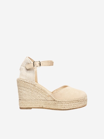 Alhamas Strap sandal 'Alpargata Cuña 10 cm' in Beige: front