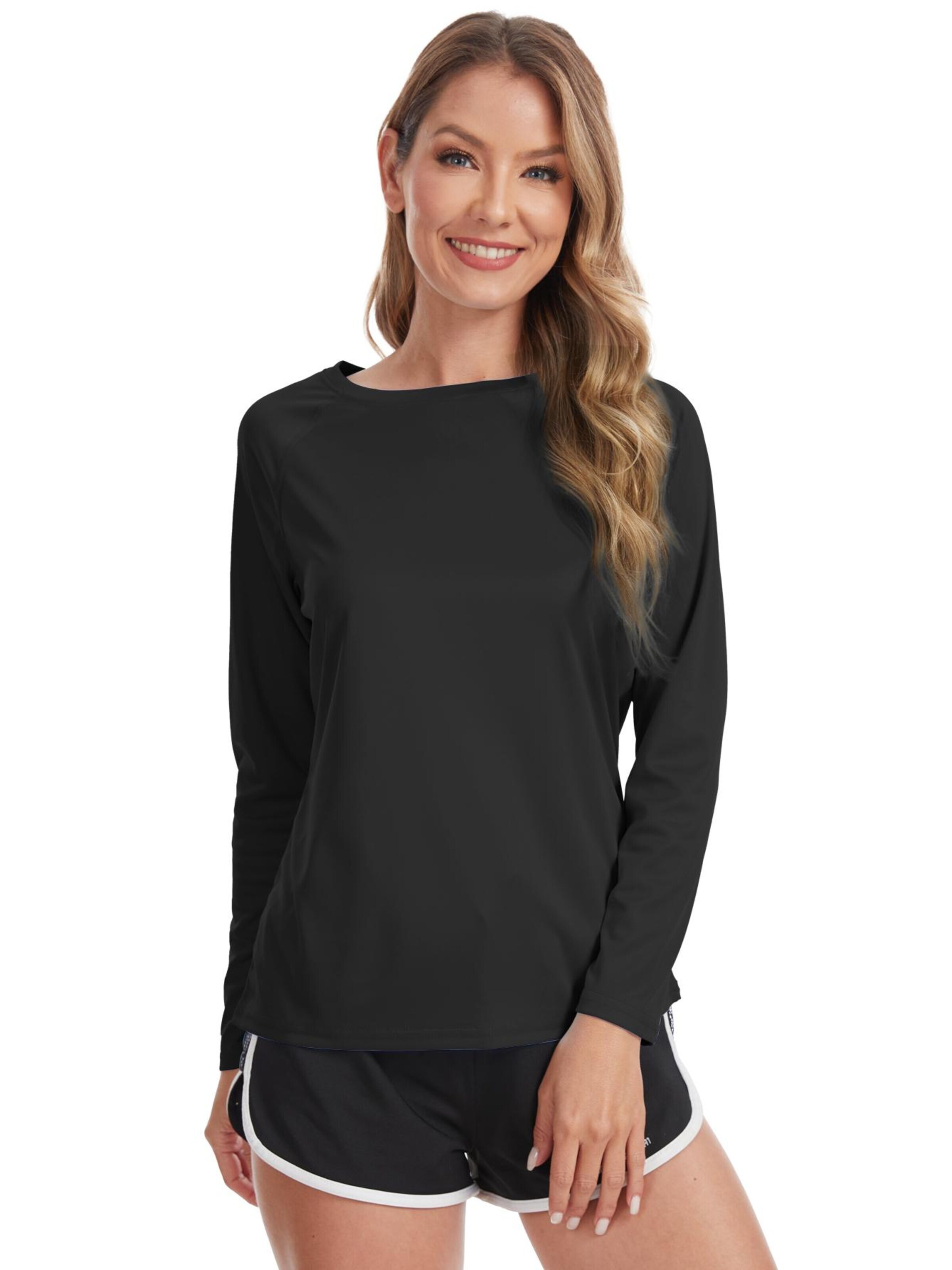 MEETWEE Sporttop 'UV Protection Shirt' in Zwart: voorkant