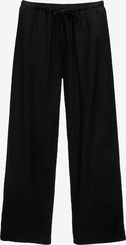 Pull&BearWide Leg/ Široke nogavice Hlače - crna boja: prednji dio