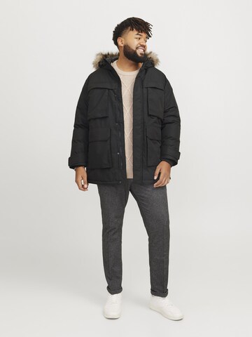 Jack & Jones Plus Winterparka in Zwart