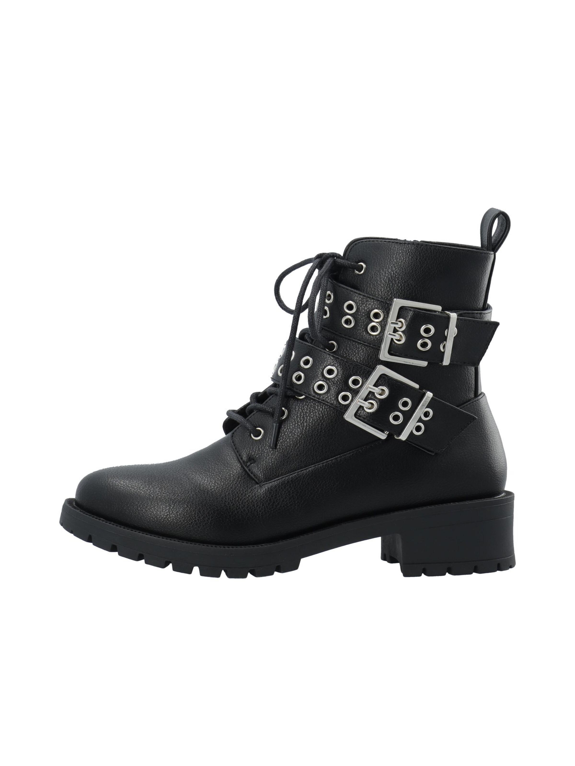 Bottines à lacets 'PEARL' Bianco en noir : devant