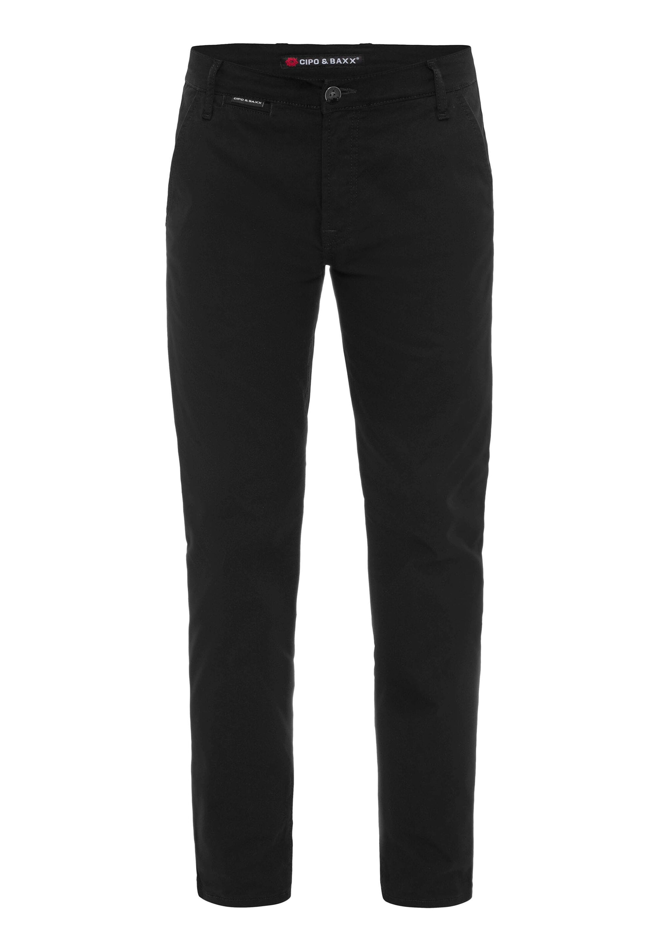 CIPO & BAXX Slimfit Broek in Zwart: voorkant