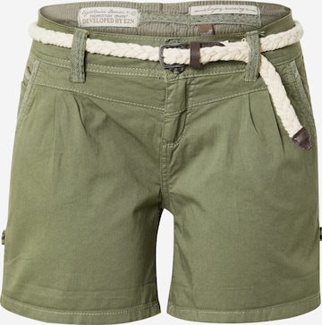 Eight2Nine Regular Pleat-Front Pants in Green: front