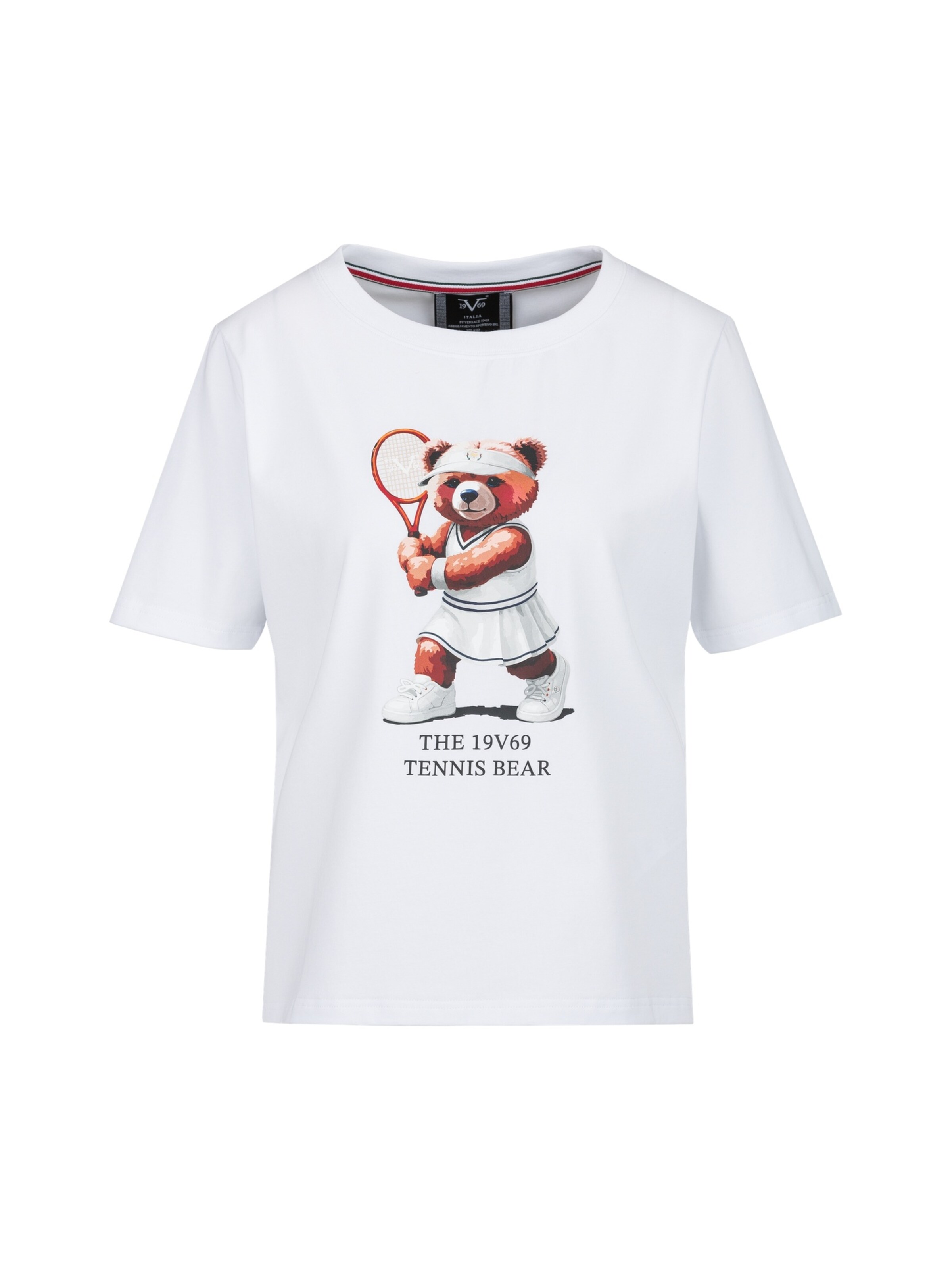 19V69 ITALIA Shirt 'TENNIS BEAR ' in L in de kleur Wit, Productweergave
