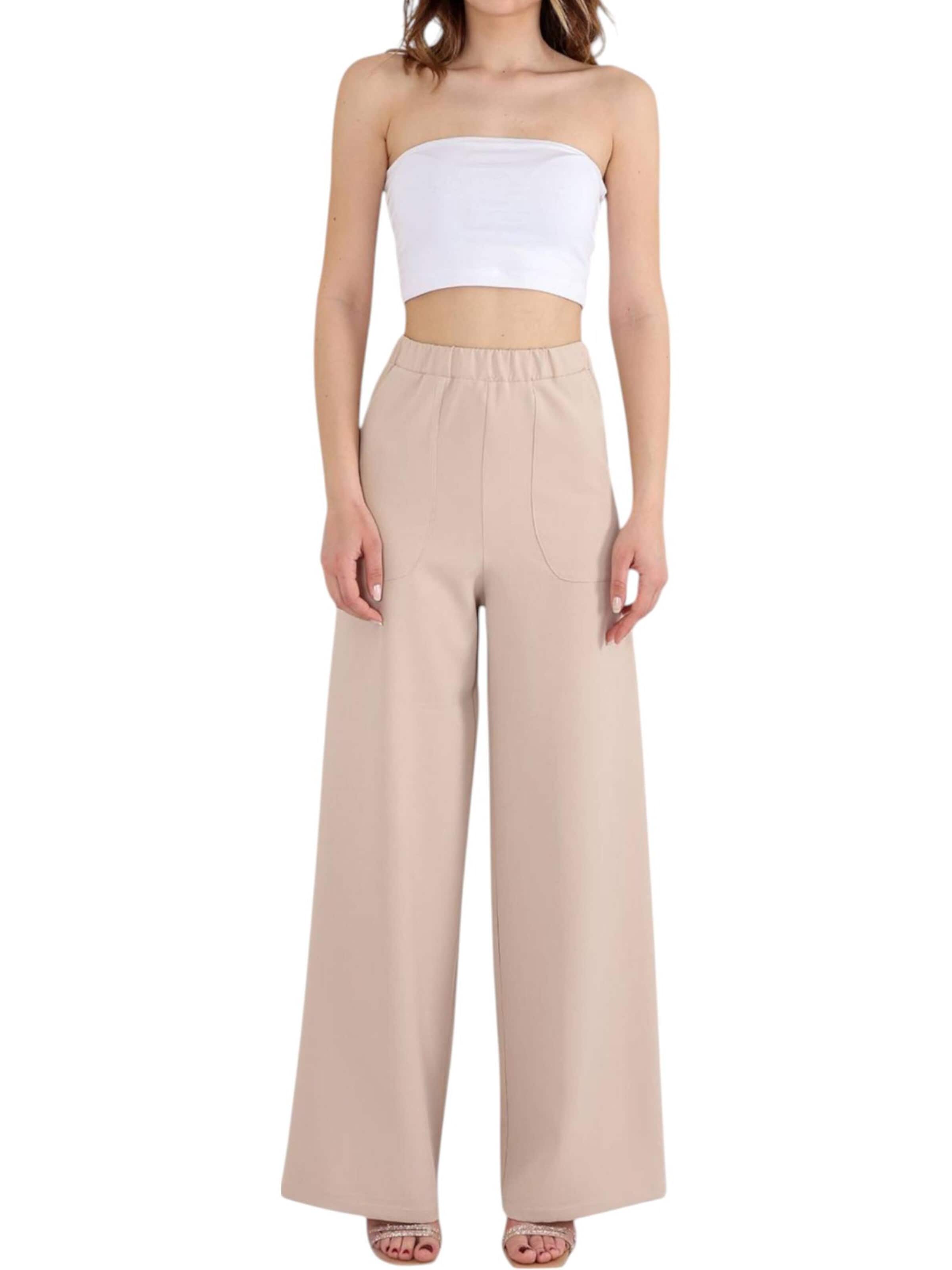 fashionshowcase Wide Leg Hose 'ALIN'‌‌‌‌‌‌‌‌ in Beige