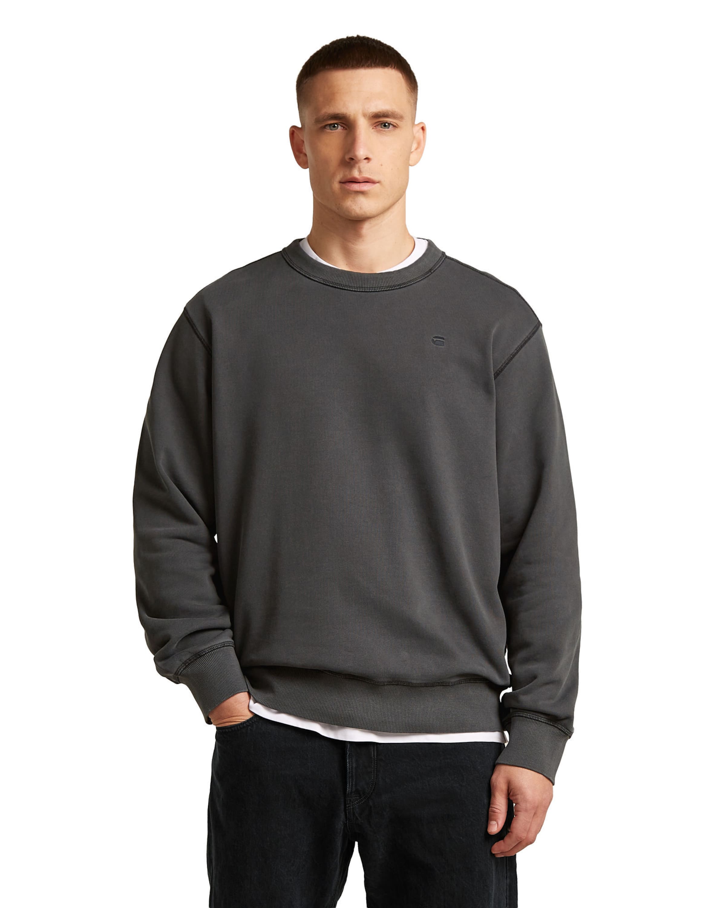 Sweat de sport 'Unit Washed Sweater' G-STAR en gris : devant
