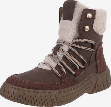 Ital-Design Schnürstiefelette in Braun: Vorderseite