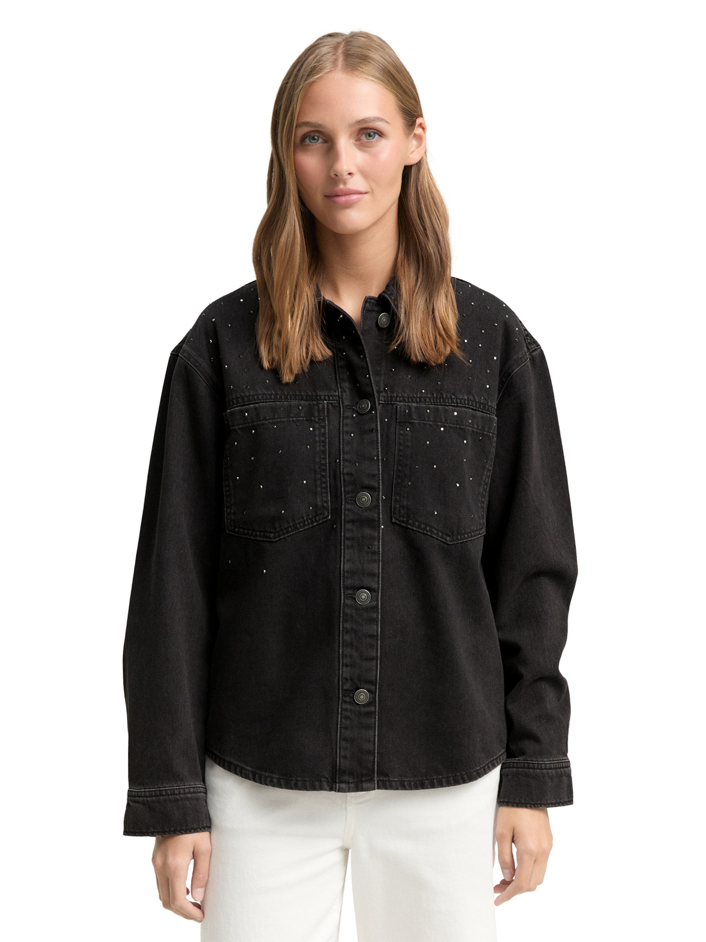 TOM TAILOR DENIM Between-season jacket in Black: front