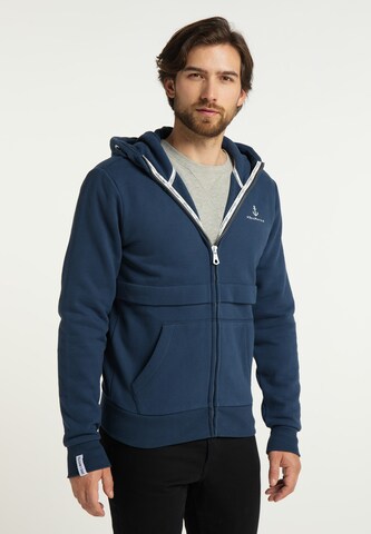 DreiMaster Maritim Zip-Up Hoodie in Blue: front