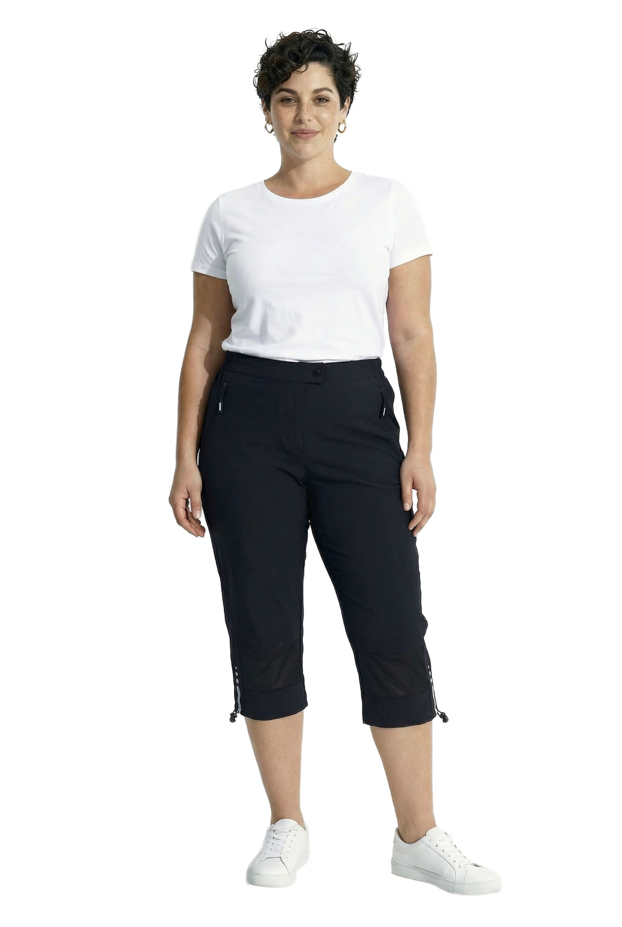 Ulla Popken Regular Functionele broek in Zwart: voorkant