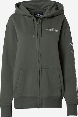 HOLLISTER Zip-Up Hoodie in Green: front