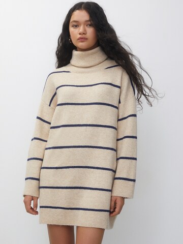 Pull&Bear Gebreide jurk in Beige: voorkant