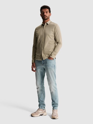 Coupe slim Chemise 'Twill jersey shirt with Kent collar and easy-iron finish' CAST IRON en beige