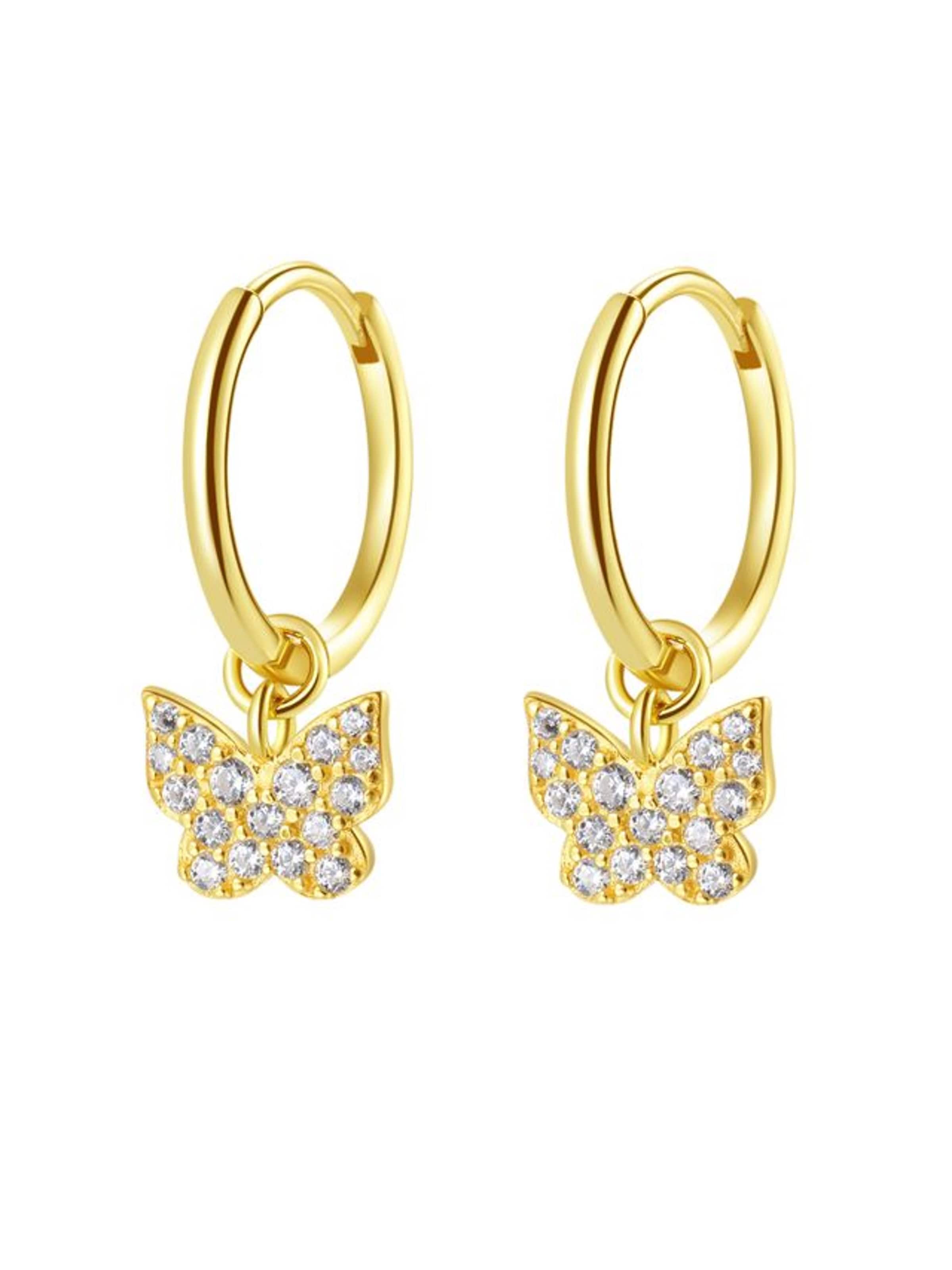 Orecchini 'Butterfly Whisper' di Hey Happiness in oro: frontale