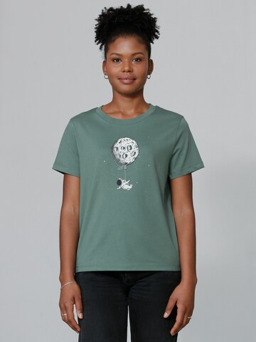 Maglietta 'Funny Spaceman' di Watapparel in verde: frontale