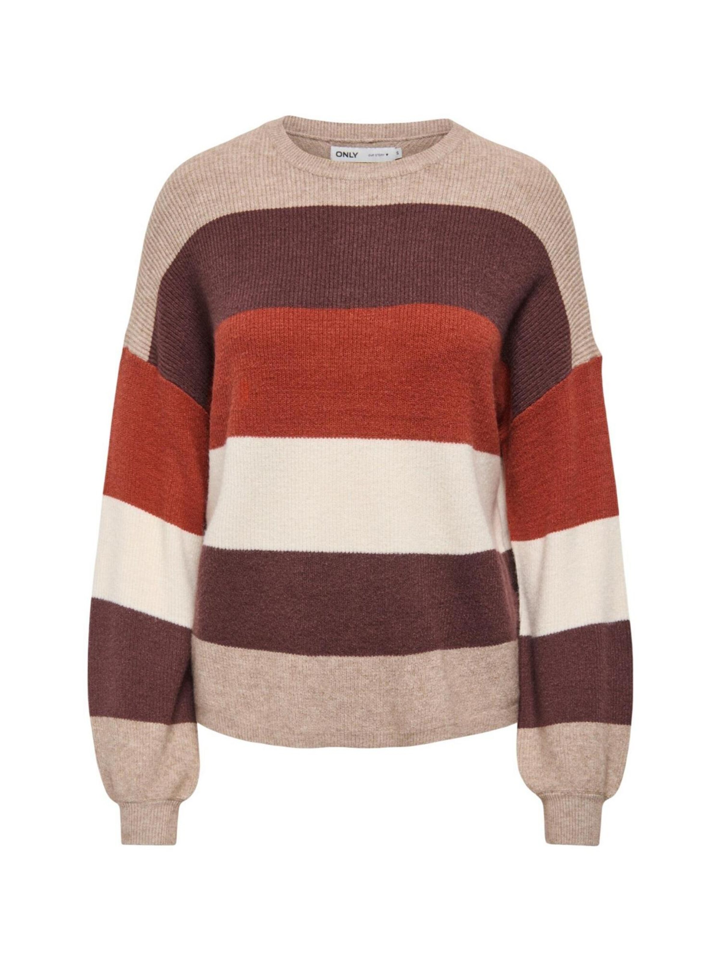 Pullover 'ONLATIA L/S STRIPE PULLOV KNT NOOS 15220044' di ONLY in beige: frontale