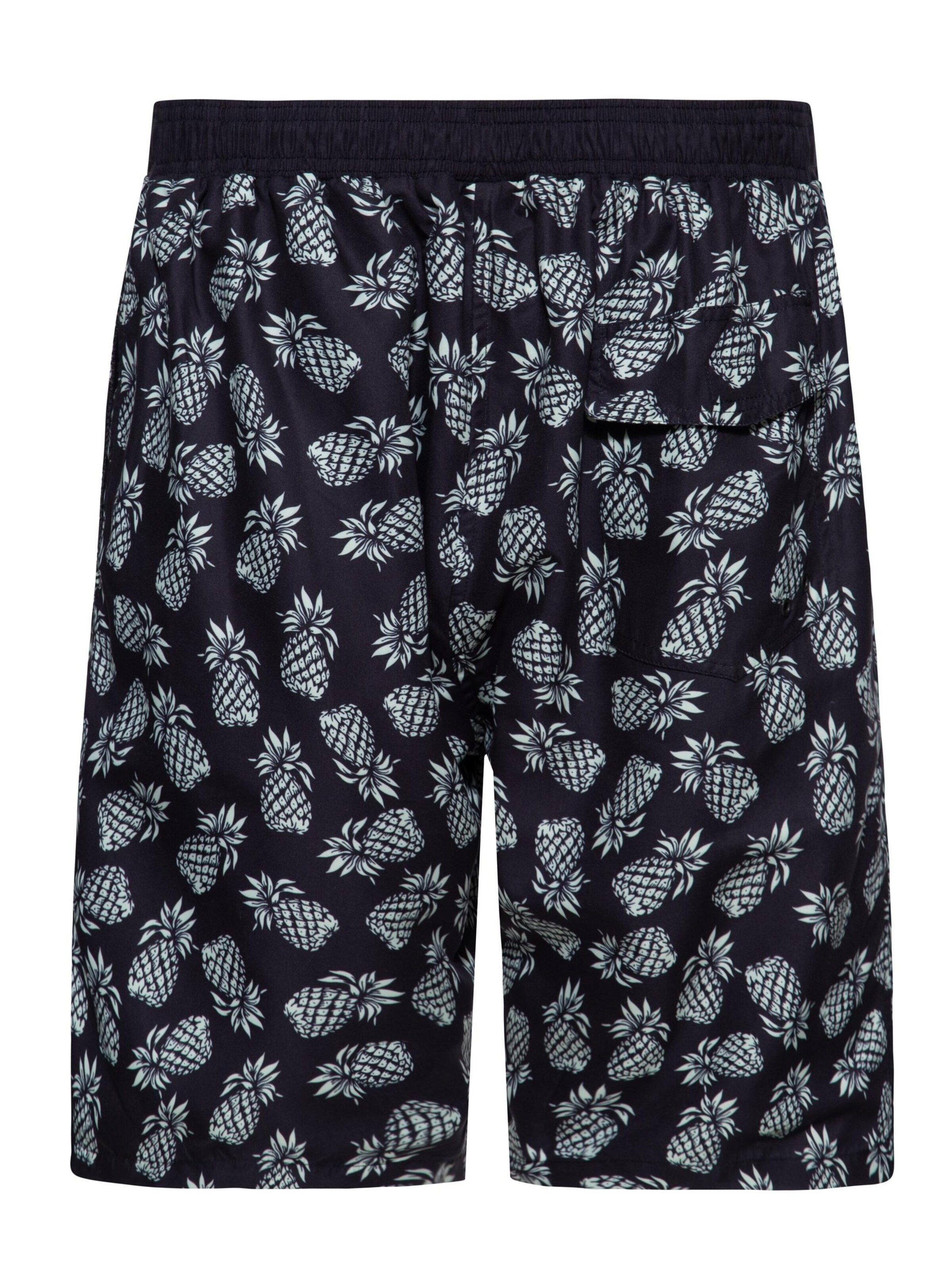 King Kerosin Badeshorts 'Pineapple'‌‌‌‌‌ in Schwarz