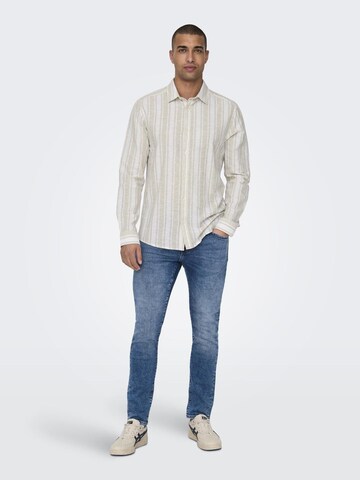 Only & Sons - Regular Fit Camisa 'CAIDEN' em bege