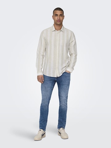 Only & Sons Regular fit Skjorta 'CAIDEN' i beige