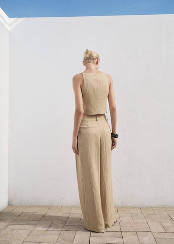 MANGO Wide leg Pleat-Front Pants 'Deia' in Beige
