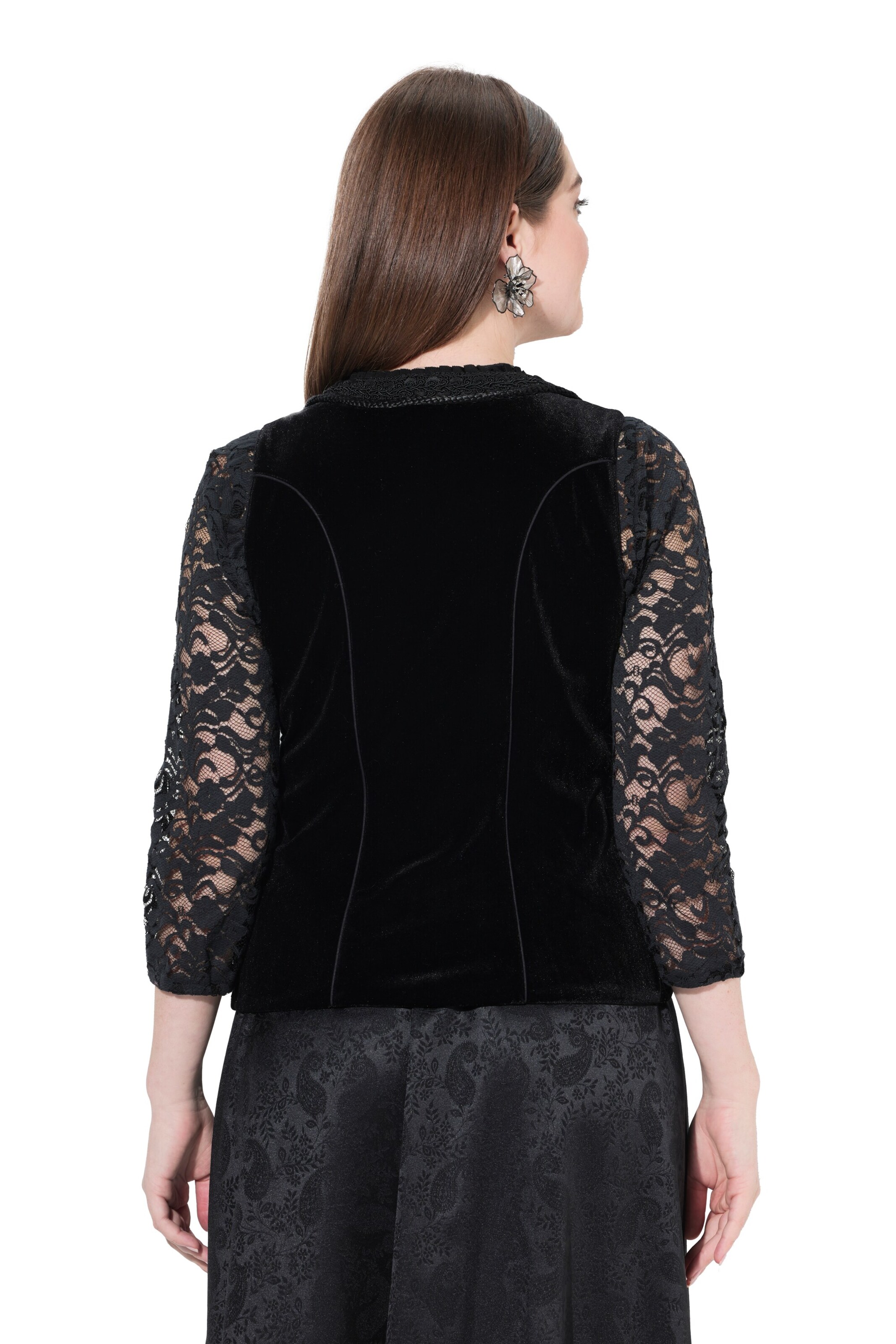 Ulla Popken Trachtenbluse in Schwarz