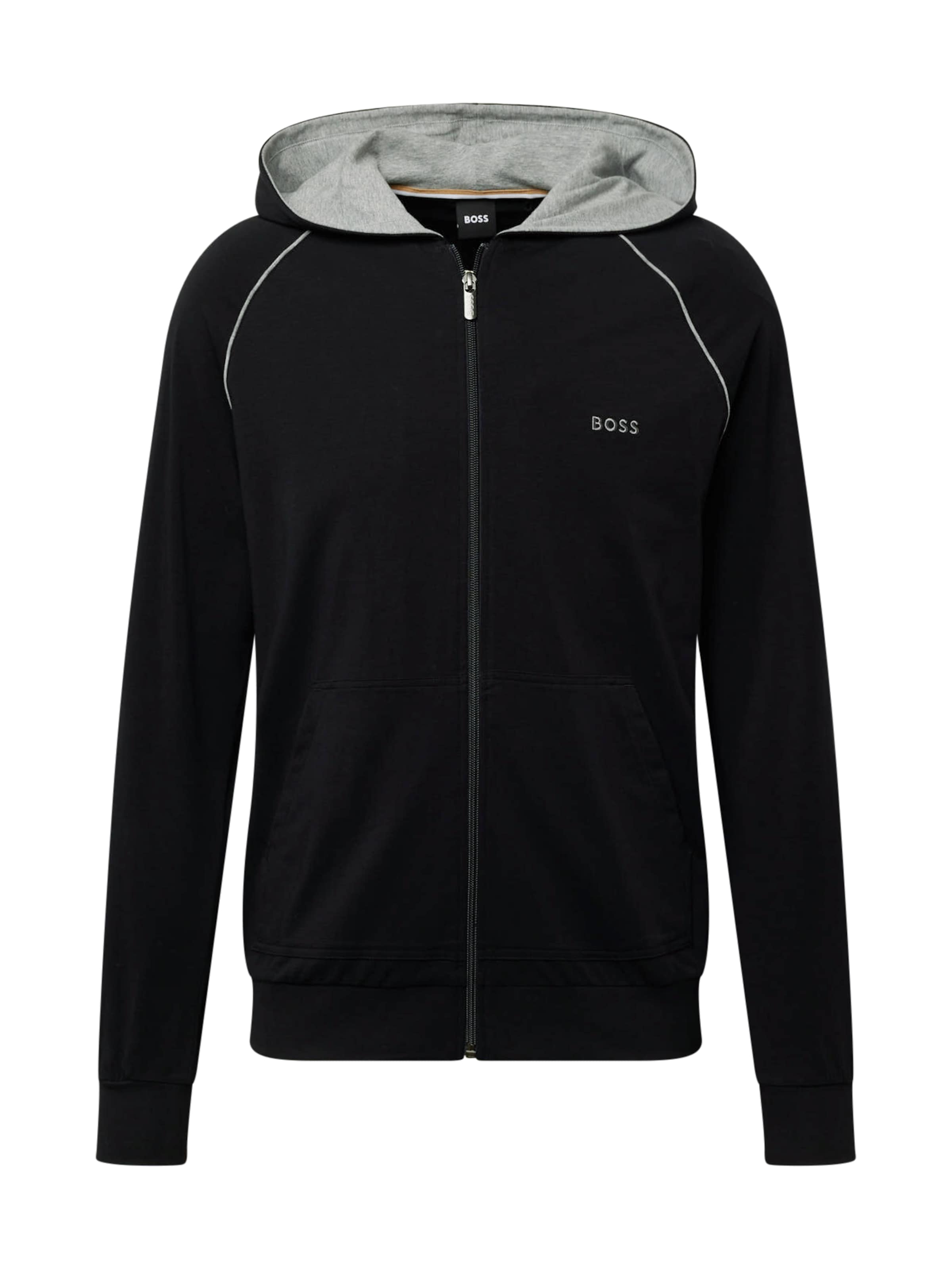 BOSS Zip-Up Hoodie 'Mix&Match' in Black: front